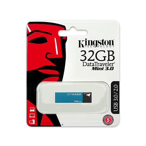 แฟลชไดร์ฟ Kingston รุ่น Mini 3.0 สีฟ้า ความจุ 32GB